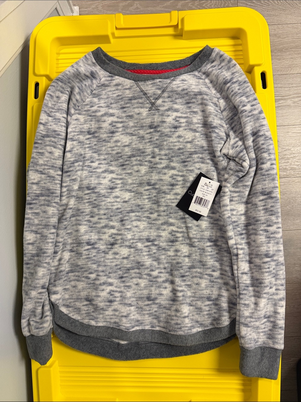 Cuddl Duds Gray Marled Crewneck with Dark Gray Trim BRAND NEW